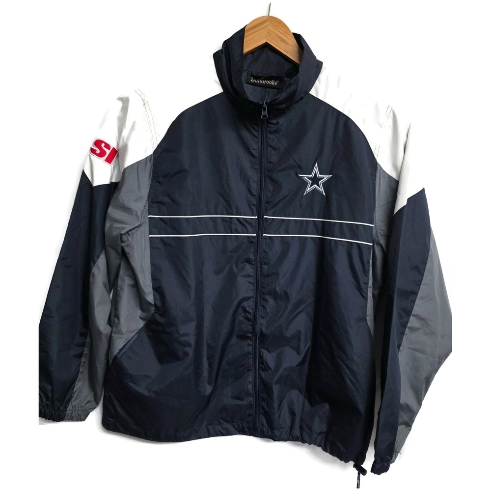 Dunbrooke Dallas Cowboys Windbreaker Jacket Men Large Blue Grey Full Zip Sta SIr